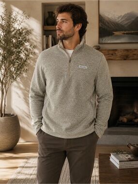 Men's Eddie Bauer Quarter Zip Pullover Sweater Fleece XL Gray Warm Casual